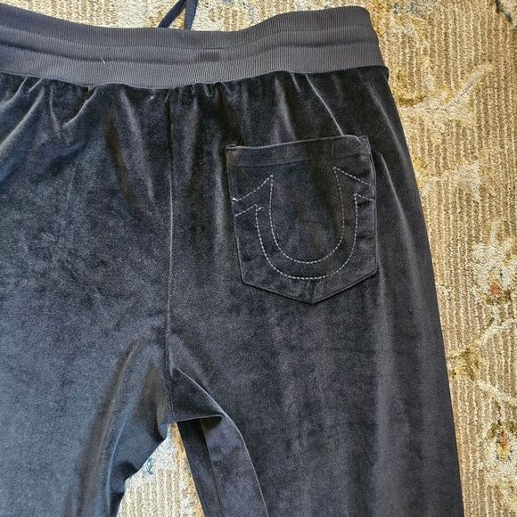 True Religion Black Velvet Sweatpants Sz 2xl With 29" Inseam - Picture 2 of 7